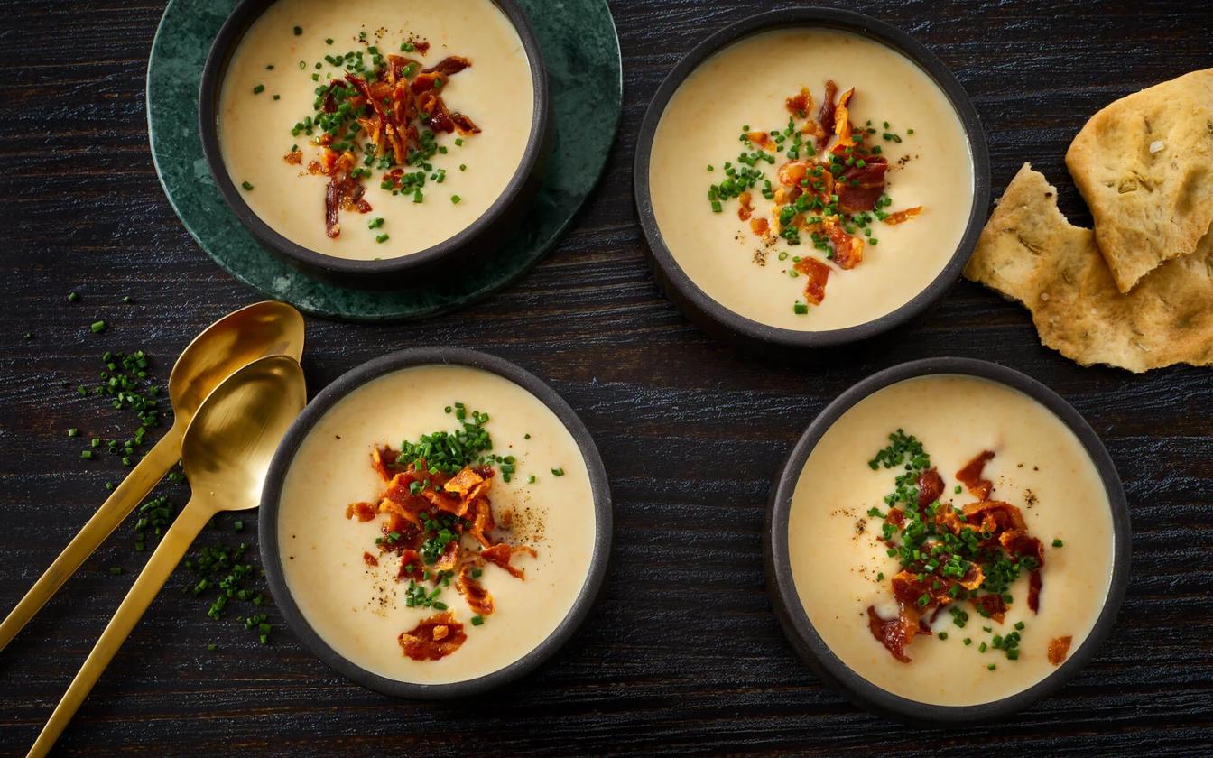 Kold kartoffel-porre suppe