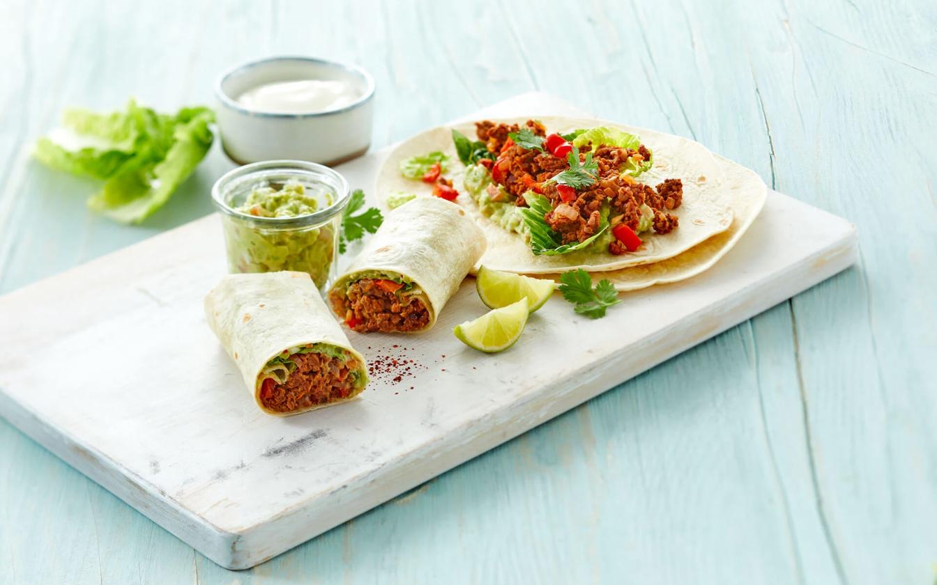 Vegetar-burrito med saftig veggie fars